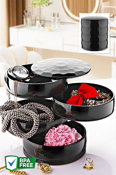 Nandy Home 4 Tiers Round 360 Degree Rotatable Jewelry Organizer