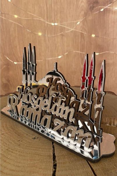 Aker Hediyelik Ramadan Bear Decorative Silver Plexiglass - Napkin Holder, Special Design, 10X14