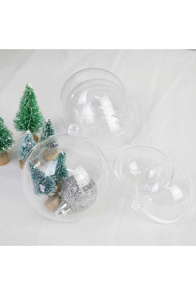 YENİ HEDİYELİK DÜNYAM 6 cm Diameter Plastic Ball - Transparent Decoration and Christmas Ball 4 Pieces