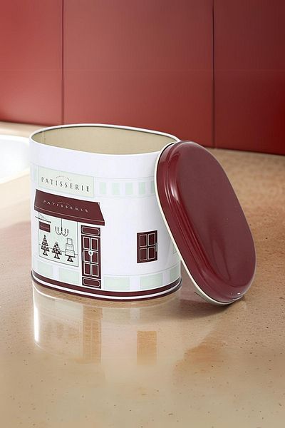 EVLE Ef004-f7 Patisserie Home Patterned Oval Metal Storage Container 11x15 Cm