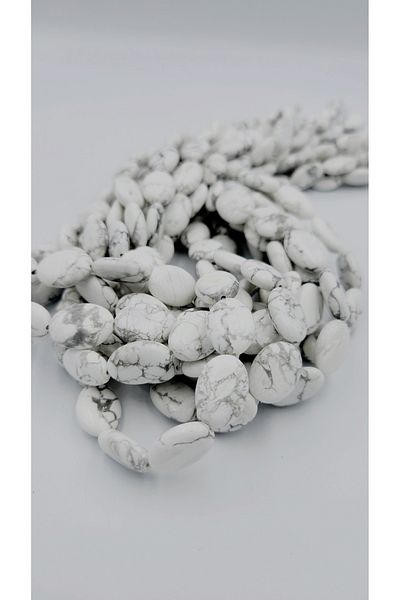 Yüksel Boncuk 18x13 mm Howlite Stone Ellipse Cut Natural Stone String