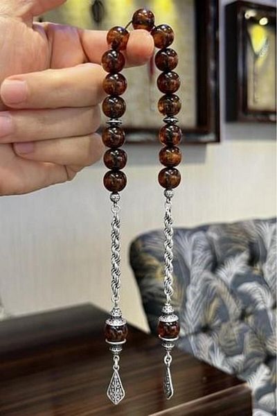 dergah tesbih Ateş-i Squeeze Silver Tasseled Bitter Mirra Zaza Rosary