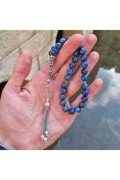 dergah tesbih Silver Rosary - Lapis Lazuli Design