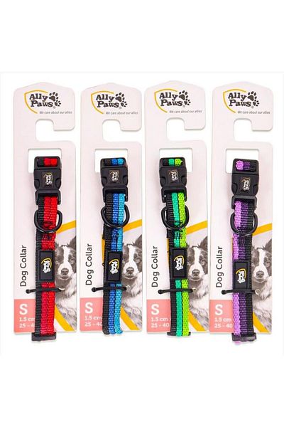 ALLYPAWS Dog Striped Colored Collar Dog Collar Small 1.5Cm*25-40Cm