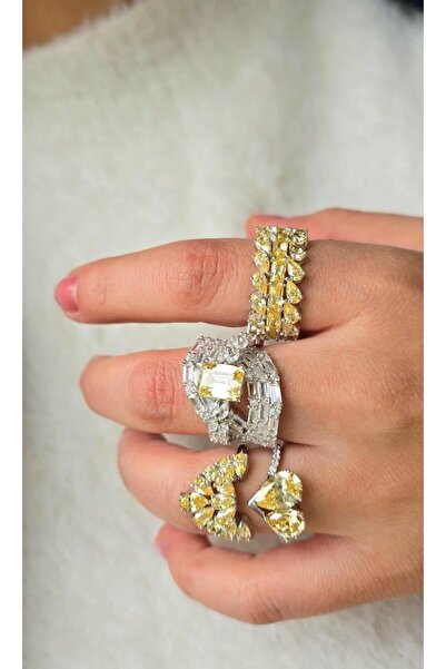 MorMajor Silver İTHAL SARI BUZ KESİM MİNİ ÇOKLU DAMLA GÜMÜŞ YÜZÜK