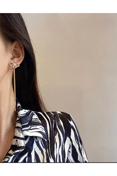 DENİZ Kadın kurdeleli zincir küpe