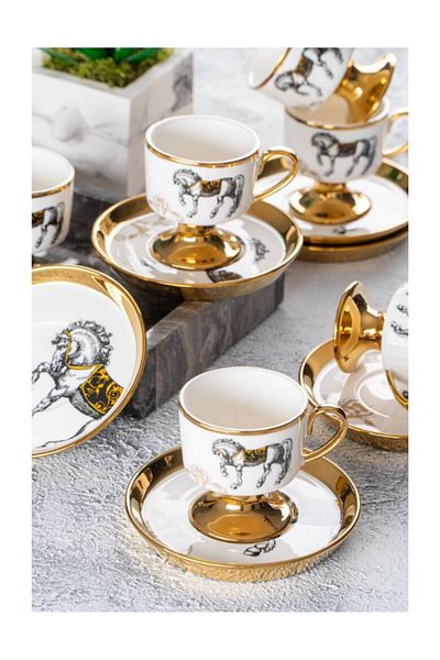 ACAR Tamara Porcelain Coffee Cup Set for 6 People - 90 ml