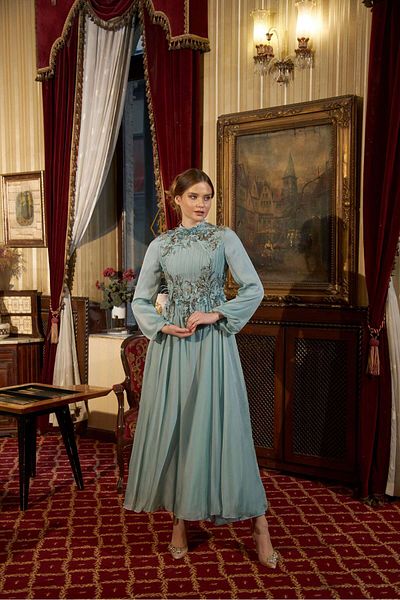 Prive Chiffon Embroidered Evening Dress 7011