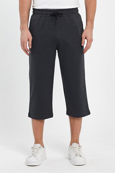 COMEOR Men's Side Pockets Anthracite Bermuda Knee Length Capri Belli Adjustable Elastic Long Shorts