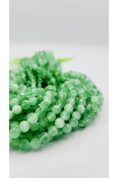 Yüksel Boncuk 6 mm Green Cat's Eye Stone Facet Cut Natural Stone String