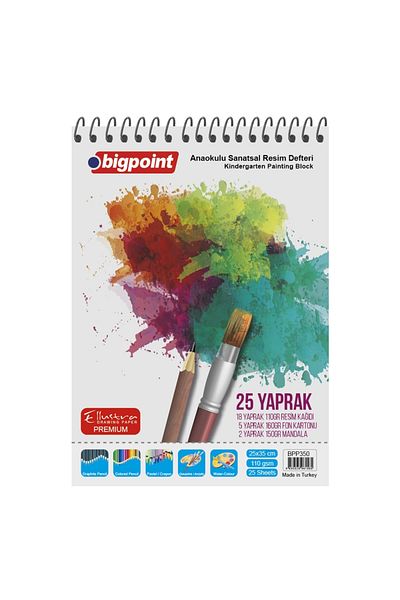 Bigpoint Caiet de pictură artistică pentru grădiniță 25x35cm - 25 coli Pachet de 3