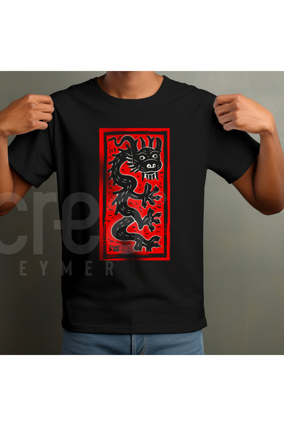 Crea Eymer Wear Zmaj Crveni Totshi Dizajn Uzorak Štampano okrugla kragna 100%...