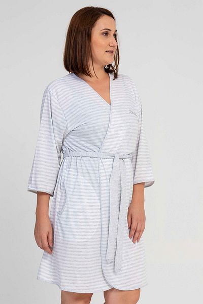 VİENETTA Γυναικεία ρόμπα Capri Sleeve Grey Melange μεγάλου μεγέθους C3T2N1601