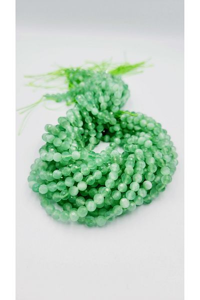 Yüksel Boncuk 6 mm Green Cat's Eye Stone Facet Cut Natural Stone String