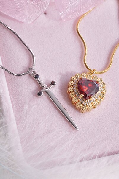 AŞIK ACCESSORIES Pamuk Prenses Ve Avcı Arkadaşlık Çelik Kolye Çift Kolye