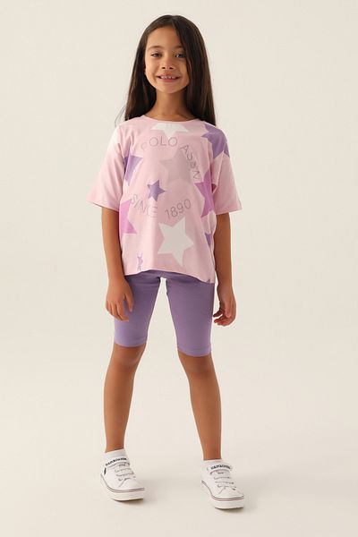 U.S. Polo Assn. Set cu licență Star Pink Girl de sus și de jos