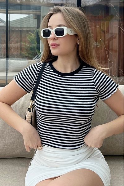 Bianco Lucci 60161025 موديل بلوزة نسائية مخططة