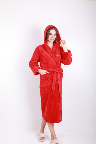 Wild Love Women's Hooded Embroidered Bamboo Long Dressing Gown