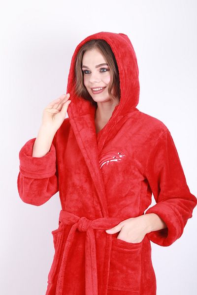 Wild Love Women's Hooded Embroidered Bamboo Long Dressing Gown