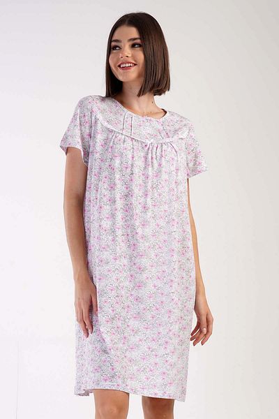 VİENETTA Women's Short Sleeve Pink Nightgown C7T7N3161