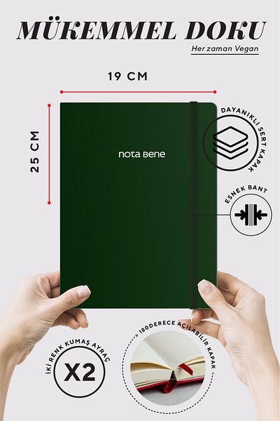Victoria's Journals دفتر ملاحظات كلاسيكي بغطاء صلب من Nota Bene، مقاس 19x25 سم، مخطط