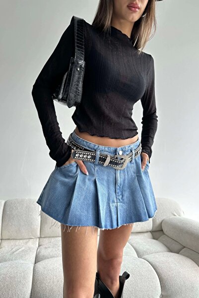 Eka Crop neagră cu mânecă lungă pentru femei 1007-4627