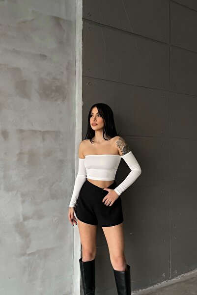 Eka Γυναικείο λευκό κολάρο Madonna Crop 0956-1876