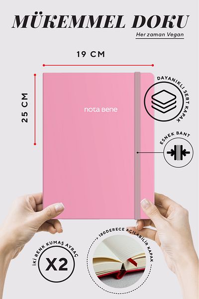 Victoria's Journals دفتر ملاحظات كلاسيكي بغطاء صلب من Nota Bene، مقاس 19x25 سم، مخطط