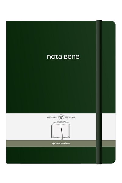 Victoria's Journals دفتر ملاحظات كلاسيكي بغطاء صلب من Nota Bene، مقاس 19x25 سم، مخطط
