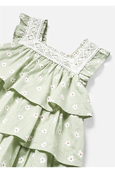 MAYORAL Kız Bebek Çiçek Baskılı Fırfırlı Elbise Yeşil 1922