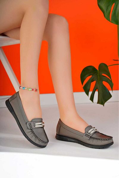 DERELİ SHOES Kaın Double Stone Thin Orthopedic Sole Ballerina Shoes