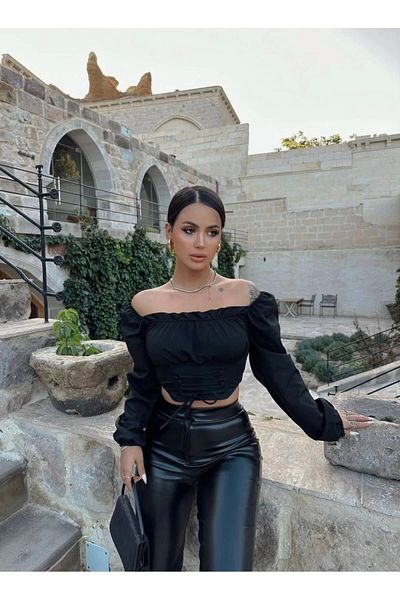 ELBEY Balloon sleeve blouse with waist ties