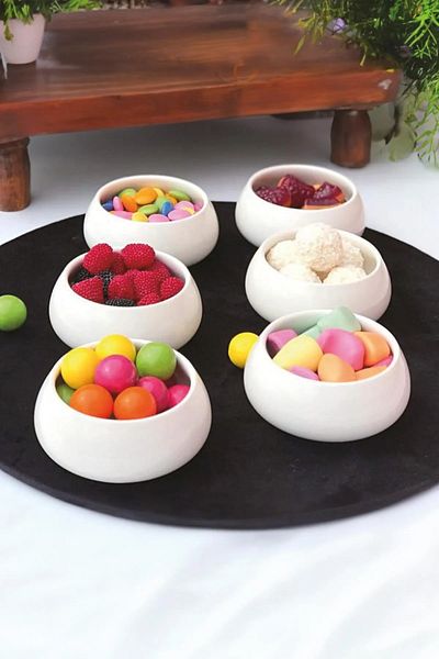 YzHome Porcelain 6-Piece Sauce Bowl Jam Bowl Dragee Presentation Bowl Turkish Delight Bowl 8.5cm
