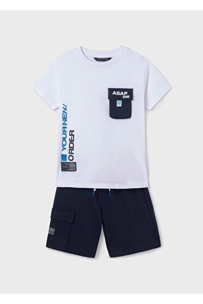 MAYORAL Boy's 2-Piece Printed T-Shirt - Shorts Set White-Navy