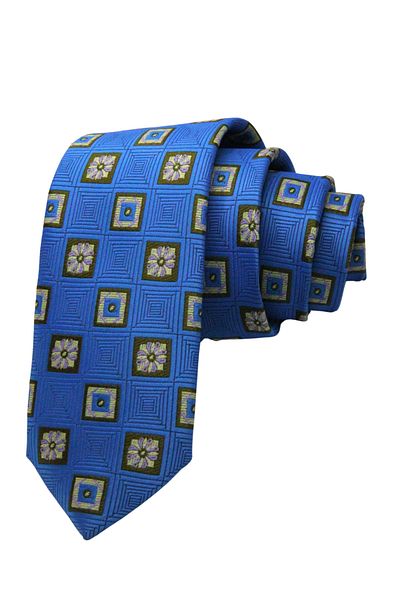 Elegante Cravatte Синя квадратна вратовръзка с шарка