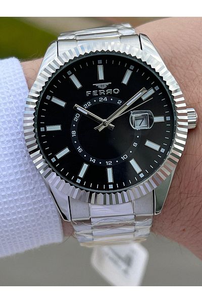 FERRO Steel Cord Inner Functions Active Chronograph 30 Mt Waterproof Men's Wristwatch EFT118-A8