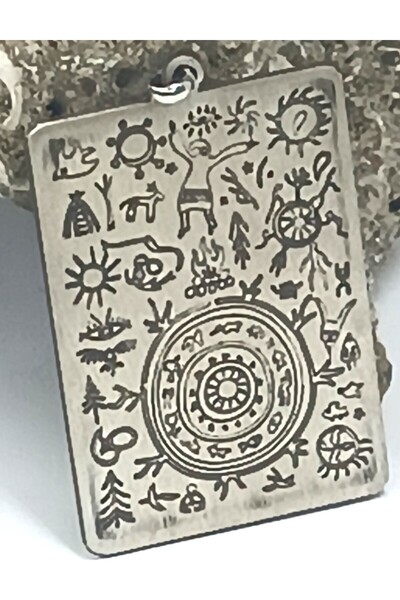 atölyem takı tasarım 925 AYAR GÜMÜŞ ŞAMANİZM TILSIM SEMBOLLERİ İŞLEMELİ KOLYE...