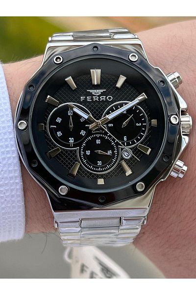 FERRO Steel Cord Inner Functions Active Chronograph 30 Mt Waterproof Men's Wristwatch EFM31365-A2