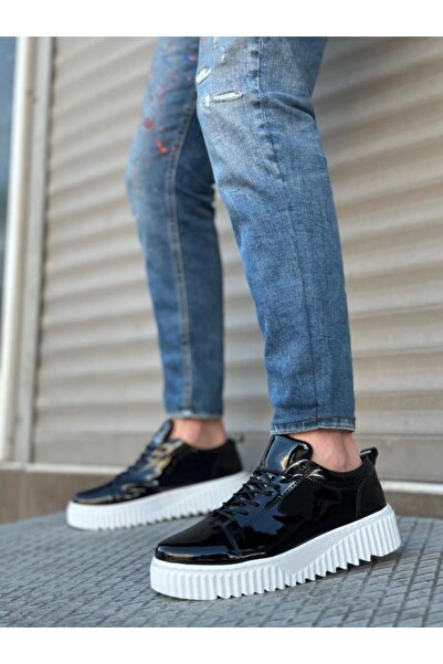 BPM Ανδρικά παπούτσια - Ψηλή μαύρη λουστρίνι με κορδόνια