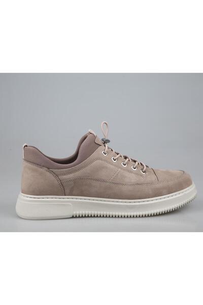 KOMCERO 4y0487 Hakiki Deri Gri nubuk Erkek Günlük Ayakkabı