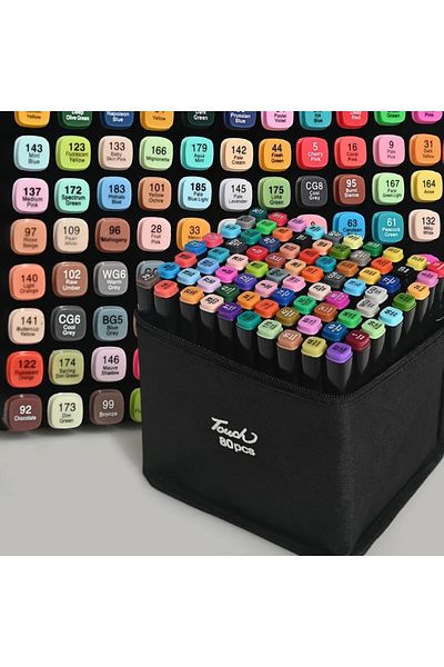 BEYZANA Double Sided 80 Pieces Marker Pen Set - with Bag
