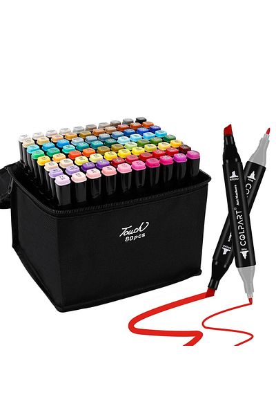 BEYZANA Double Sided 80 Pieces Marker Pen Set - with Bag