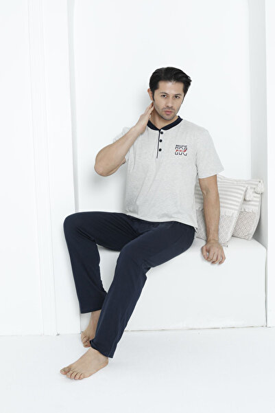 SEBOTEKS 100% Cotton Short Sleeve Pocketed Men's Pajamas Set 30750