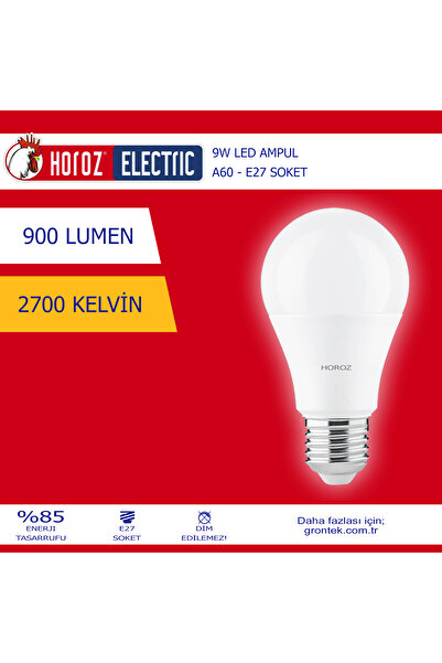 GRÖNTEK Horoz Electric 9w Led Ampul 6'Lı (Gün Işığı)