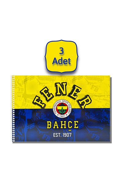Fenerbahçe 17x24 15 Sheets Cardboard Cover Spiral Painting Book 3 Pieces