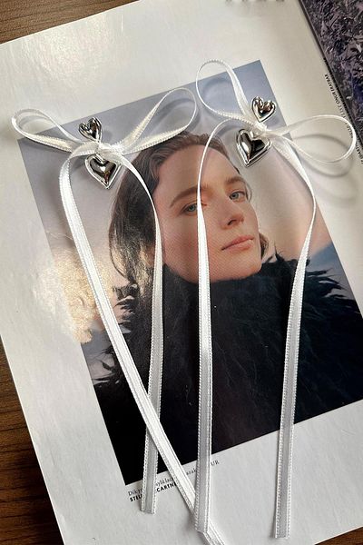 BAHELS Silver Heart Bow Earrings