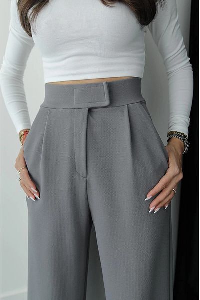 My Blog Graue Redkit Palazzo-Hose mit Klettverschluss für Damen
