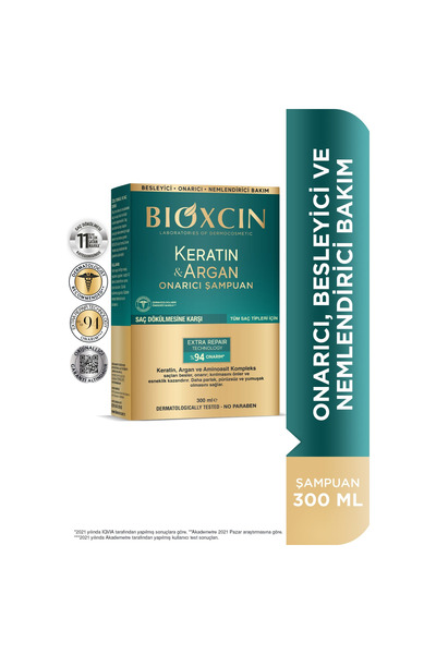 Bioxcin Keratin & Argan Onarıcı Şampuan 300 ml 2'Lİ SET