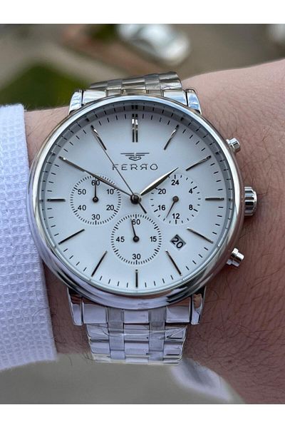 FERRO Steel Cord Inner Functions Active Chronograph 30 Mt Waterproof Men's Wristwatch EFM31137-A223
