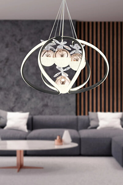 NZL Lighting Ahtapot 4'lü Siyah Bakır 3 Renkli 84 Watt Kelebek Top Modern Otu...